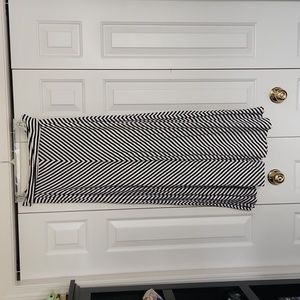 Black and white striped maxi skirt